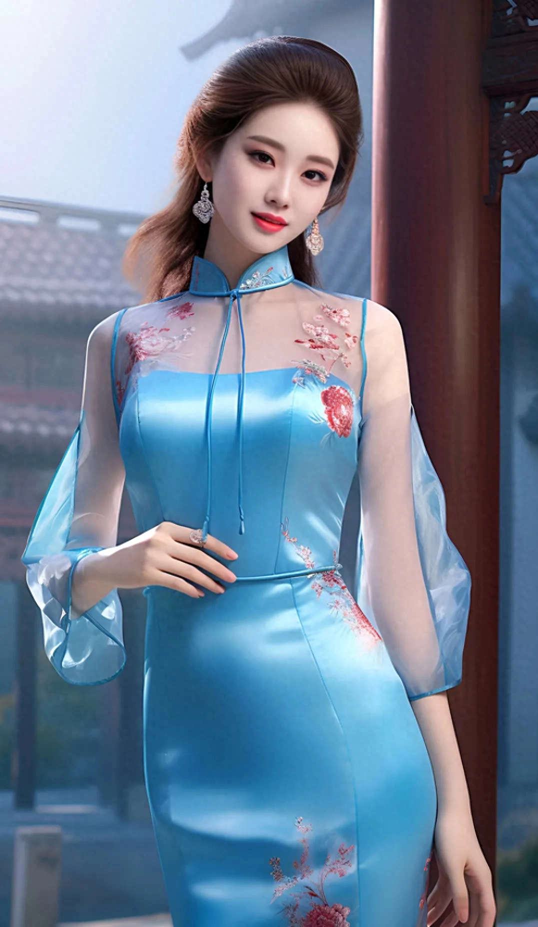 ai壁纸,东方古典旗袍美女,端庄典雅