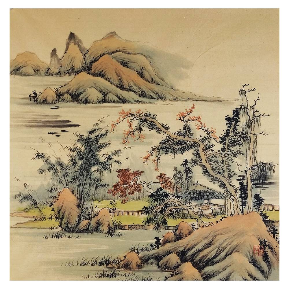 中国画山水画作品:两幅画风相近的作品