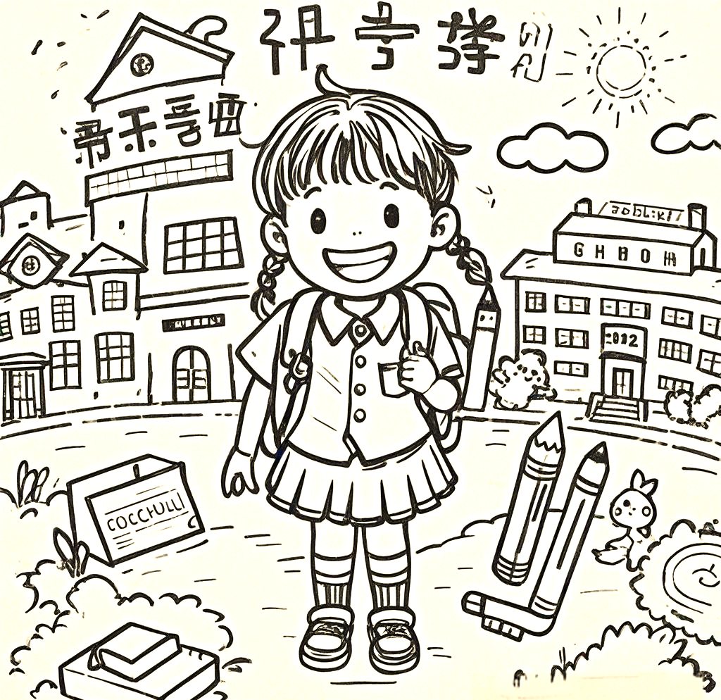 开学季的校园画卷,描绘无数小学新生的憧憬与活力