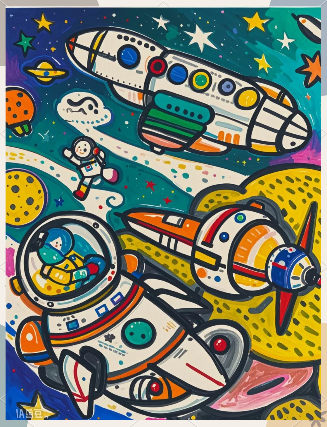 探索宇宙的航天航空主题儿童画