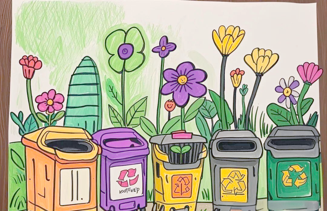 科幻科技绘画作品集:智能垃圾分类与未来环保主题探索