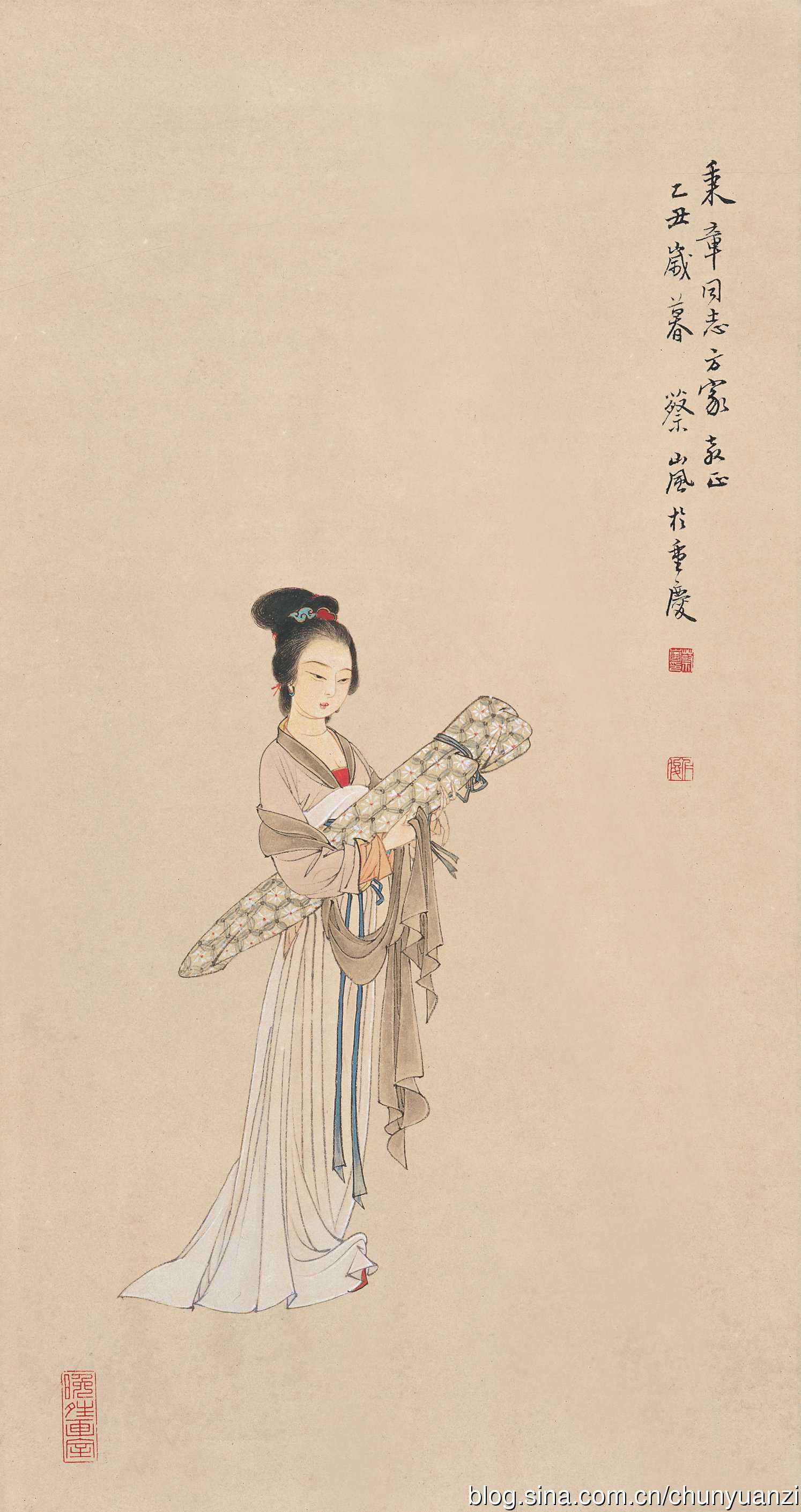 淡雅的色彩,墨彩交融的技巧——蔡岚工笔人物作品