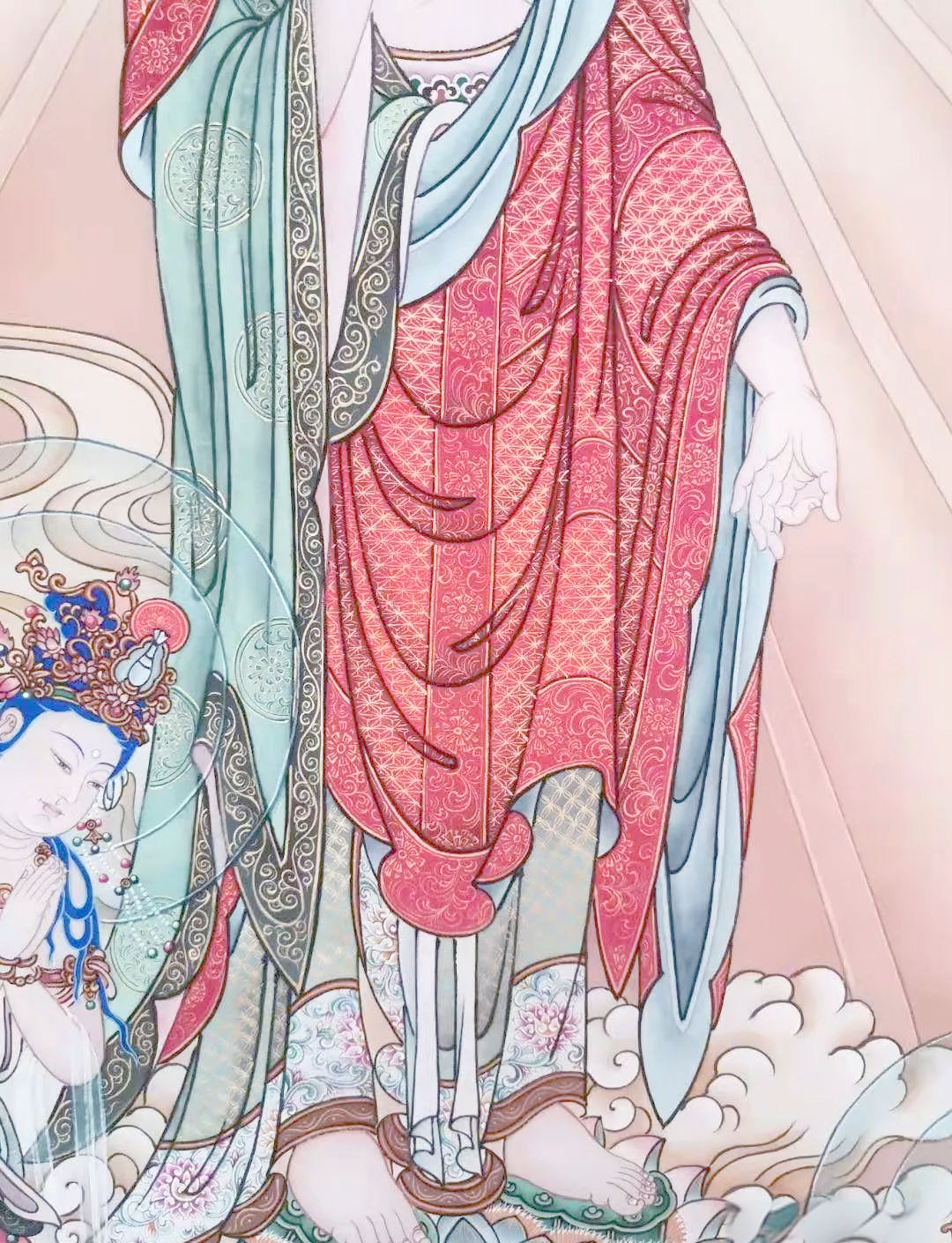 西方三圣接引图:心生欢喜的佛缘画卷