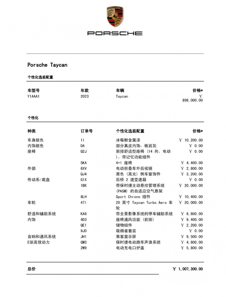 花110万落地一台冰莓粉保时捷taycan没想到会这么吸引人