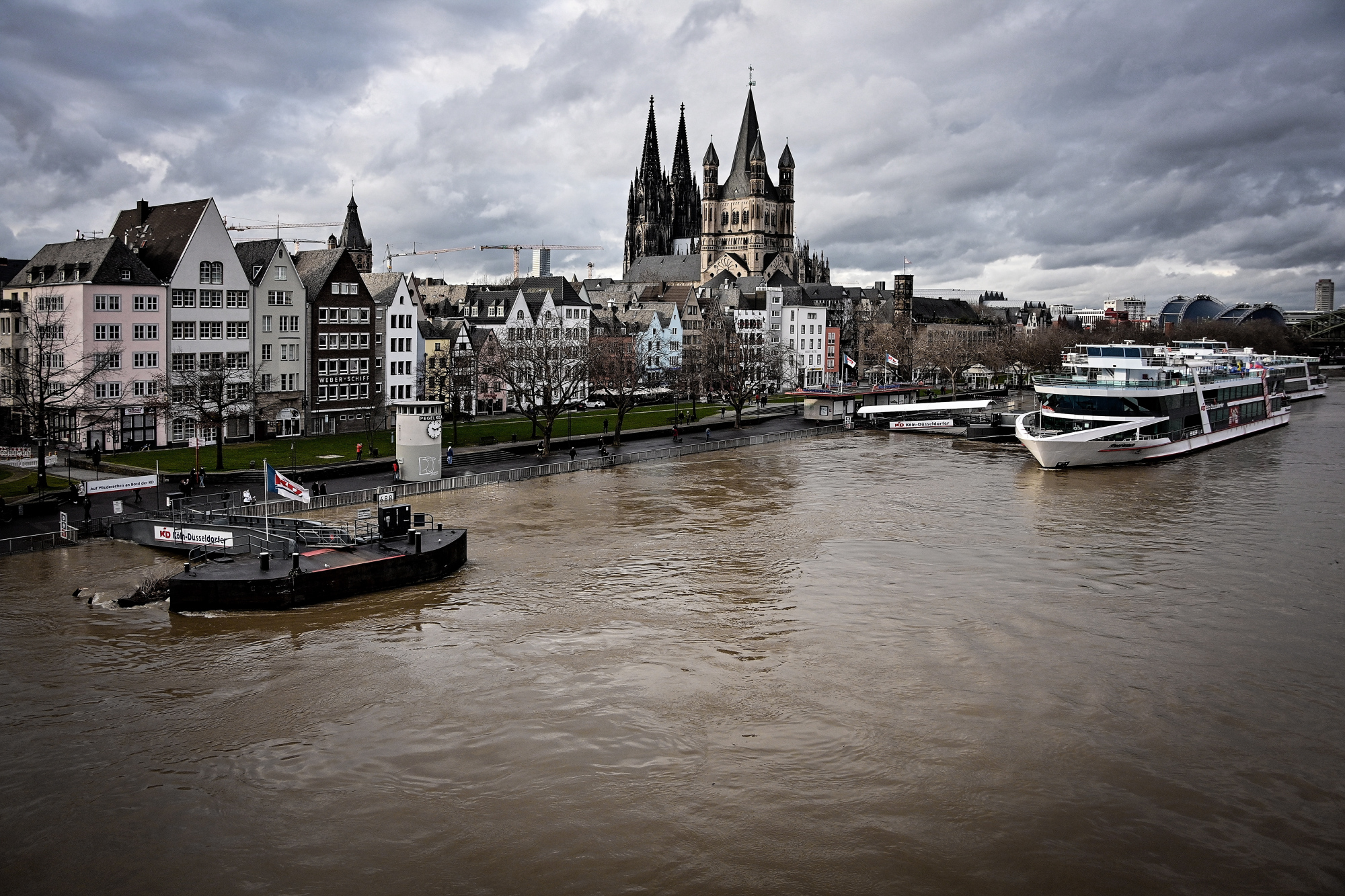 (6)德国莱茵河受降雨影响水位上涨