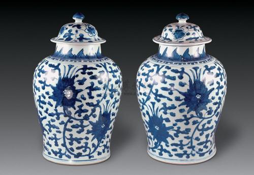 大清顺治青花瓷器