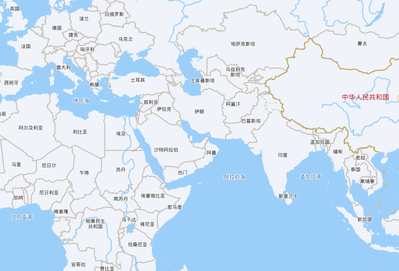 中东国家地图分布图