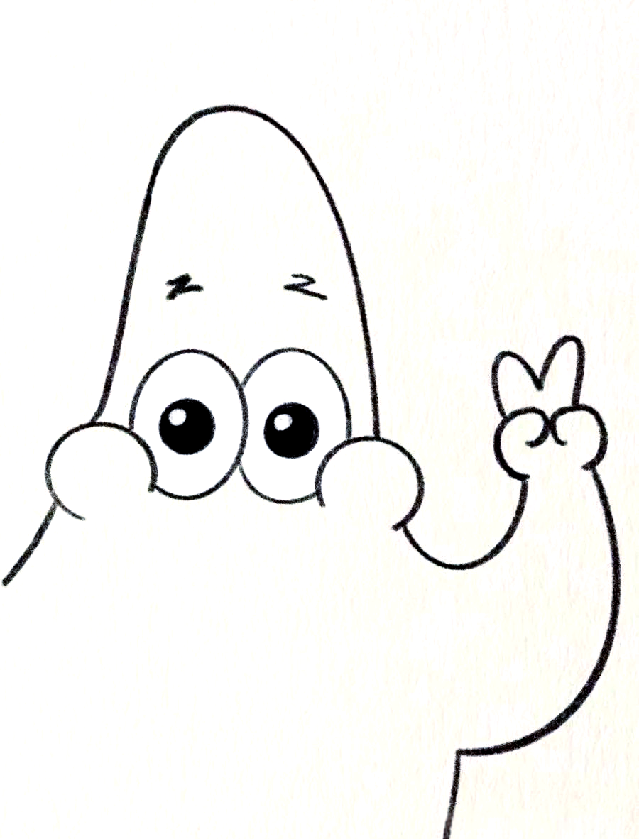 派大星教你画比耶手势简笔画,手残党也能轻松掌握!