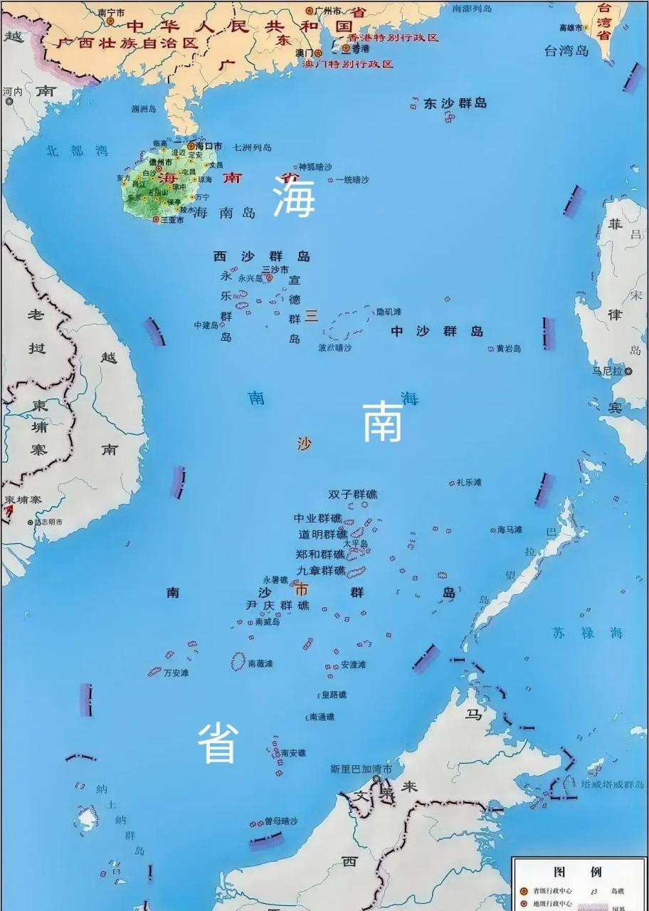 海南省的地图应该这样标注.