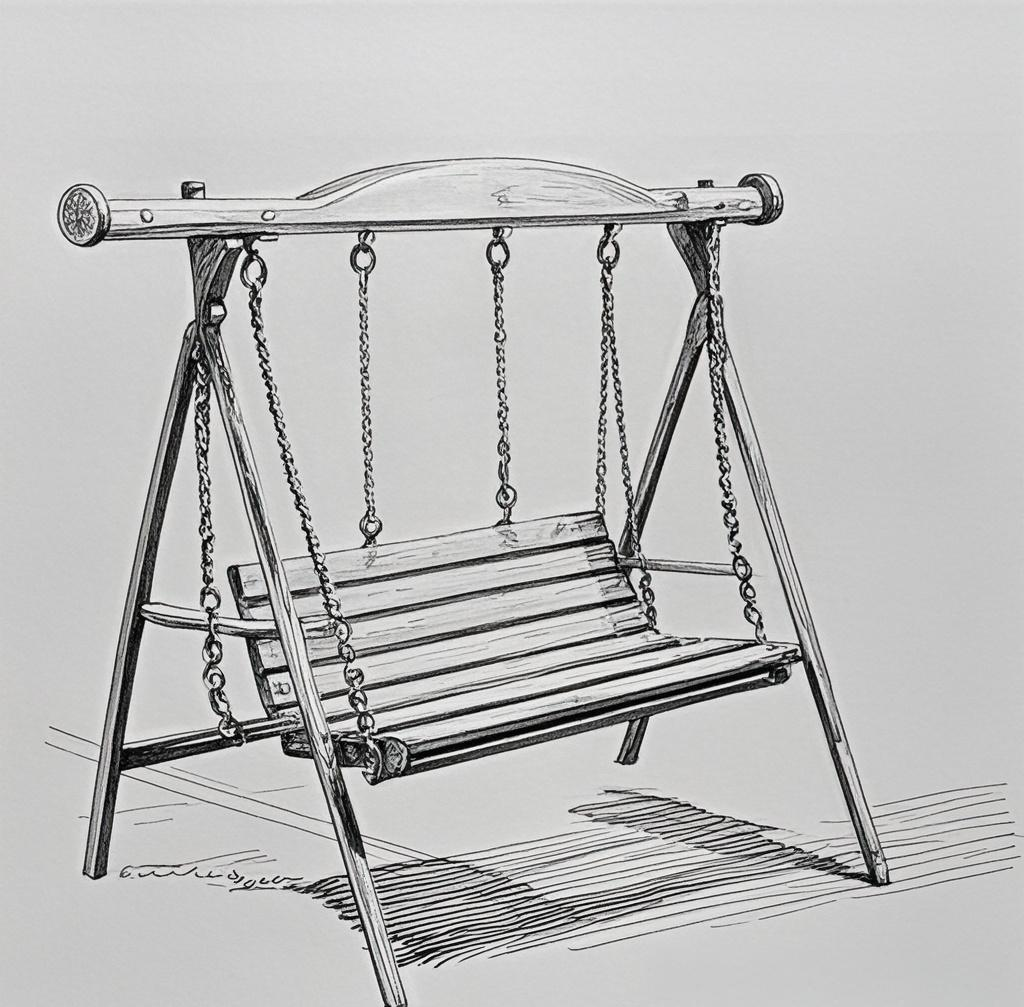 秋千线描图:描绘童年的欢乐与诗意