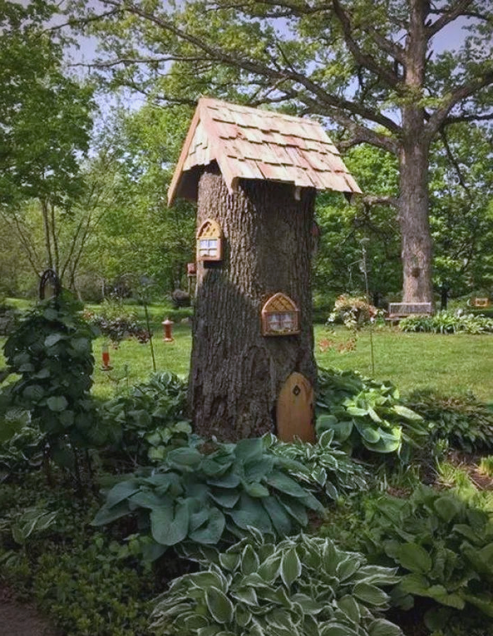 乡村庭院树桩(树干)的创意景观改造