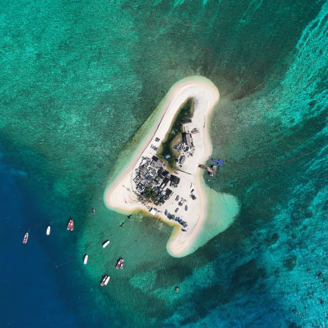 鸭公岛,几乎没有沙子,绝大部分由贝壳和珊瑚礁组成.