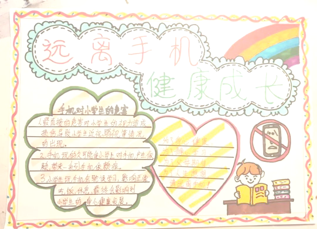 设计一份引人深思的"拒绝沉迷手机"手抄报