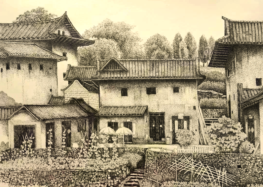 福建土楼系列钢笔画精选
