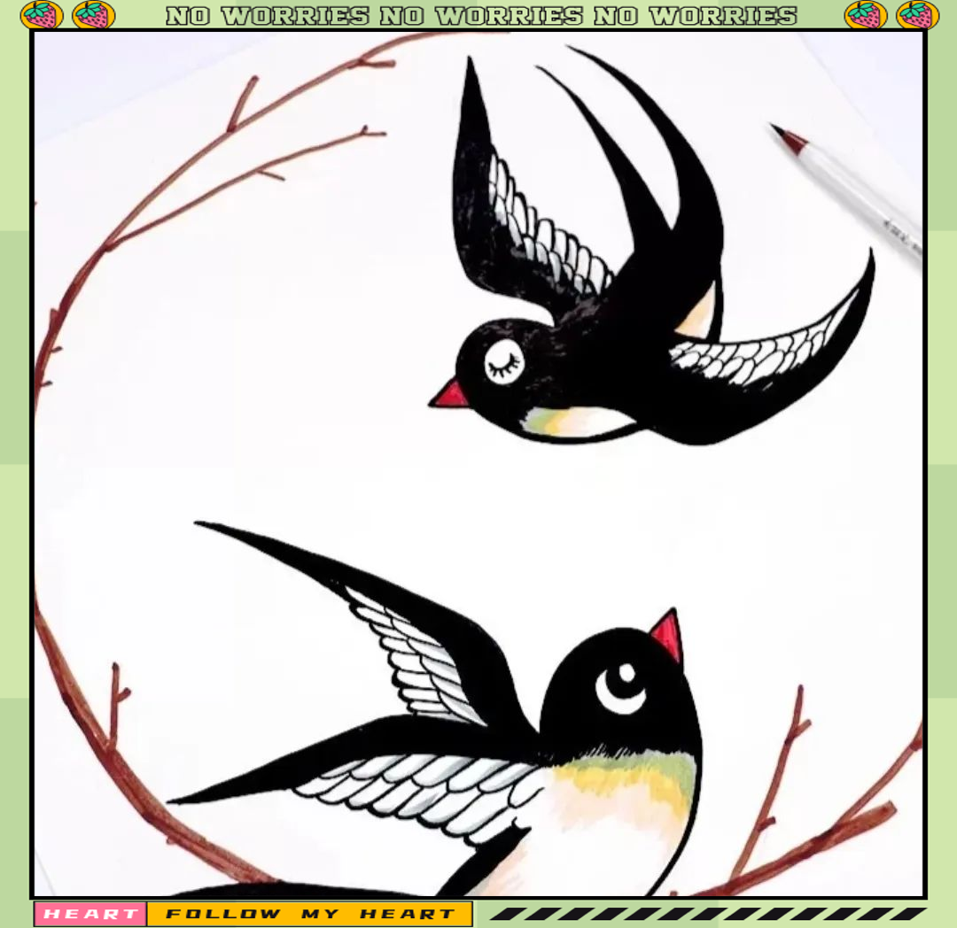 少儿创意美术绘画教程:燕子篇