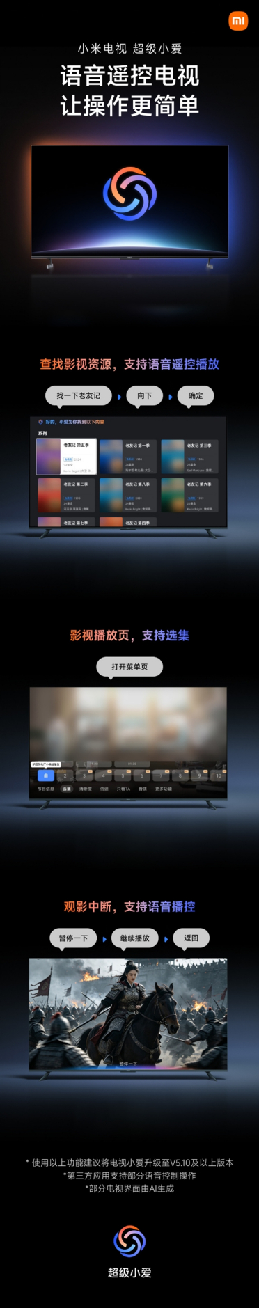追剧不用碰遥控器 小米超级小爱新功能上线