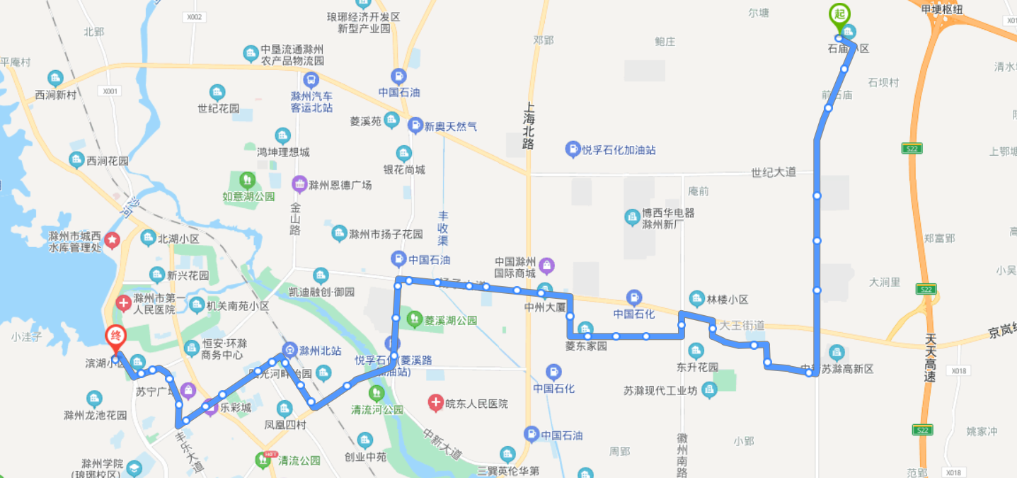 安徽滁州火车北站途经公交车线路乘坐点及其运行时间