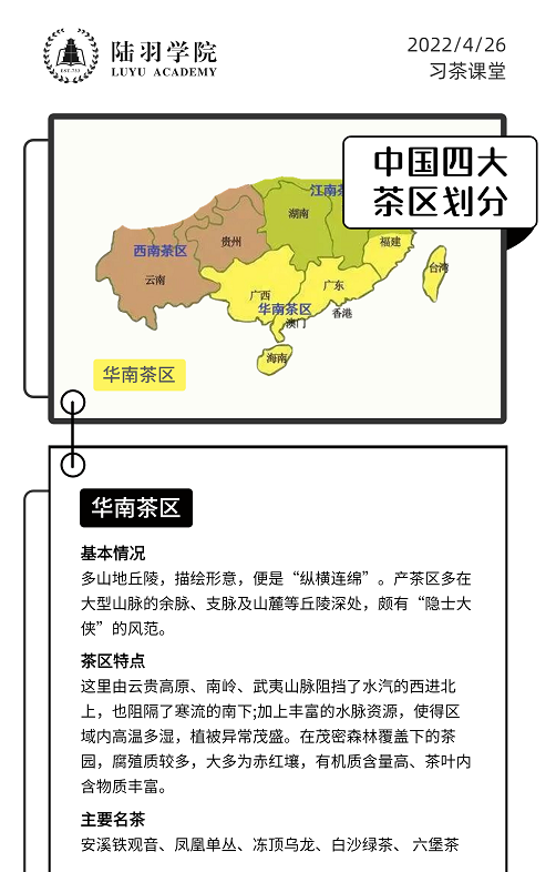 陸羽茶交所·陸羽學院習茶課堂丨中國四大茶區劃分—華南茶區