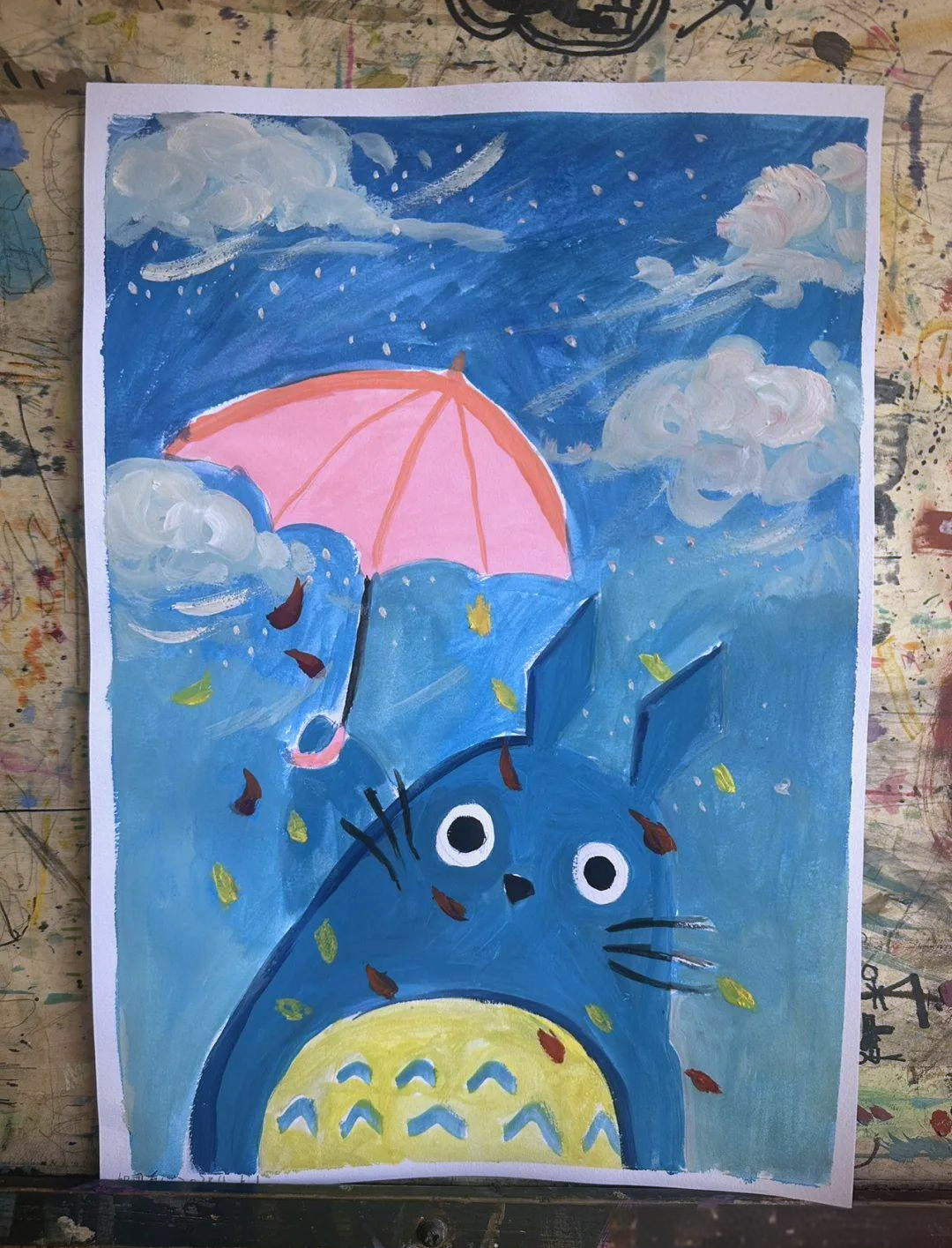 贺思涵的《龙猫》水粉画作品欣赏