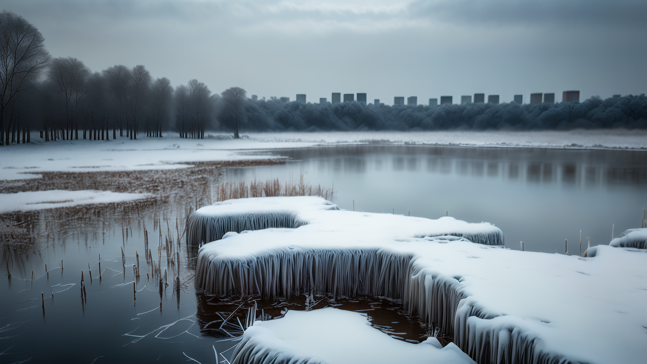 湿地公园雪景宛若仙境