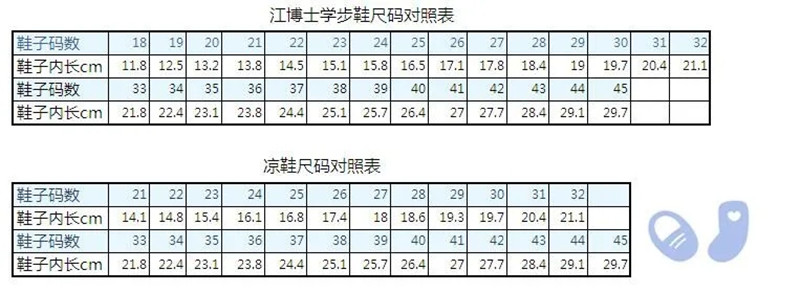 江博士鞋码内长对照表