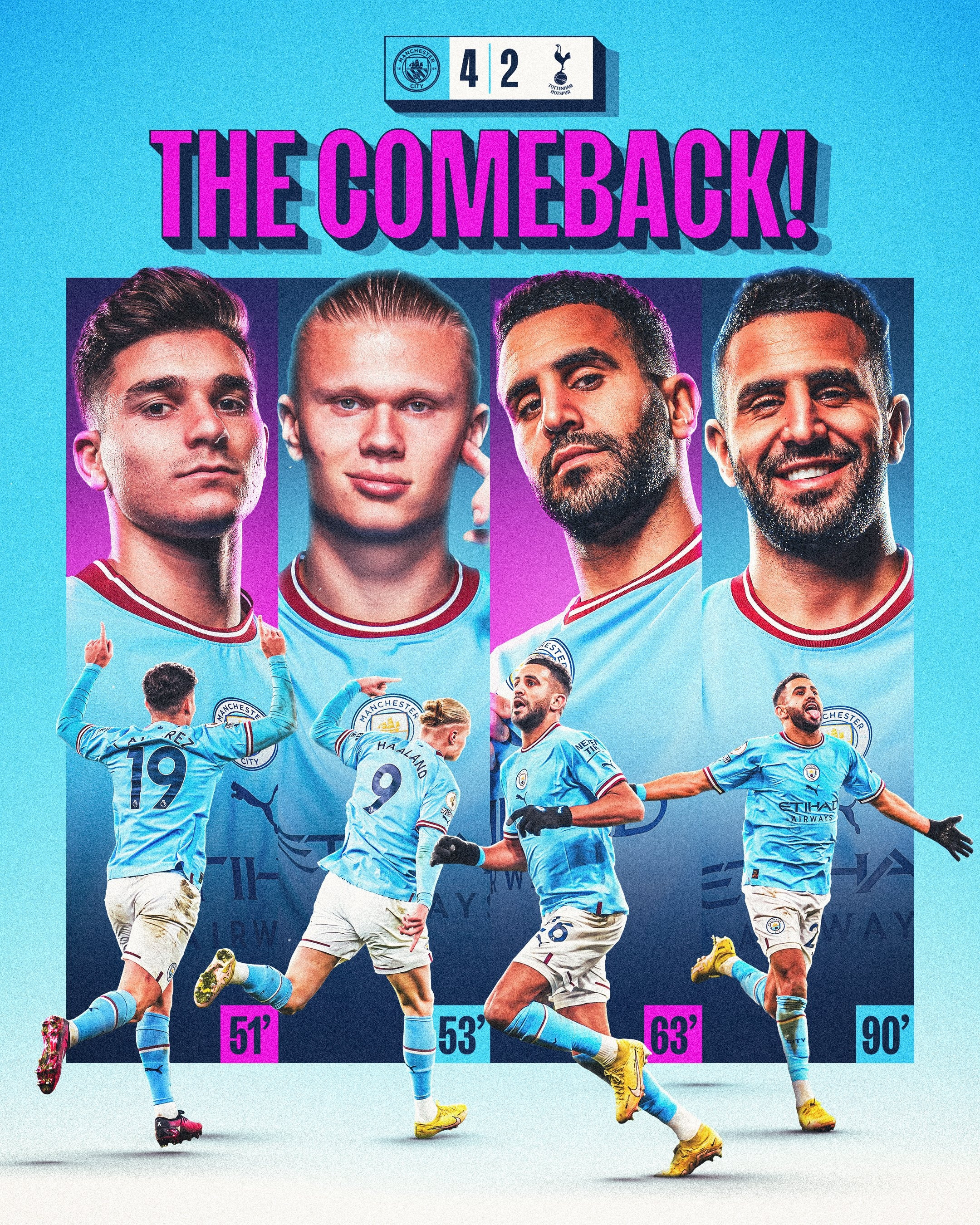 曼联官方发布海报庆祝逆转:the comeback!