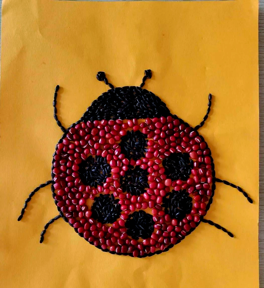 种子粘贴画:孩子眼中的多彩世界