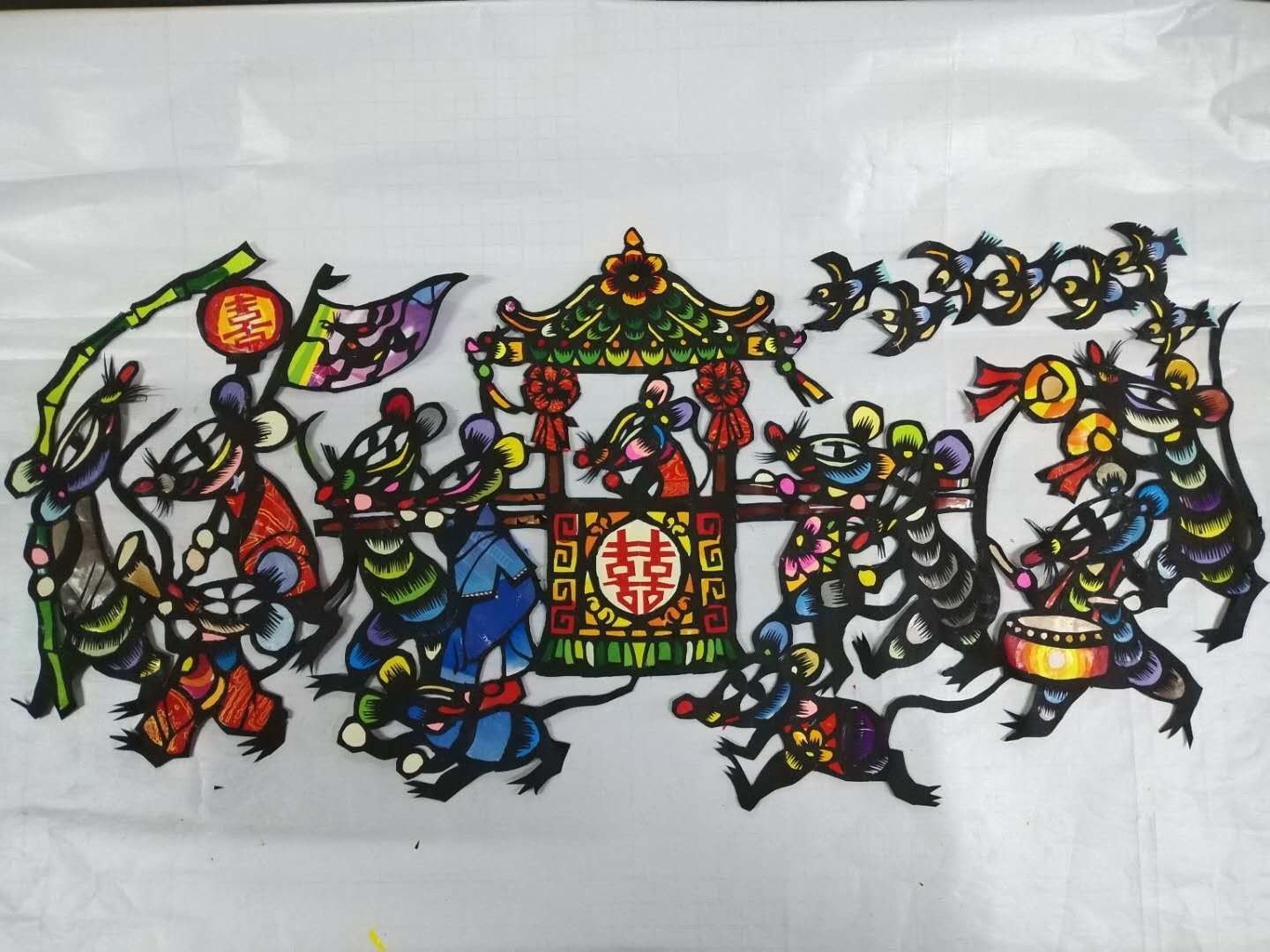 老鼠嫁女作品剪纸!一组填色剪纸,赶紧收藏吧