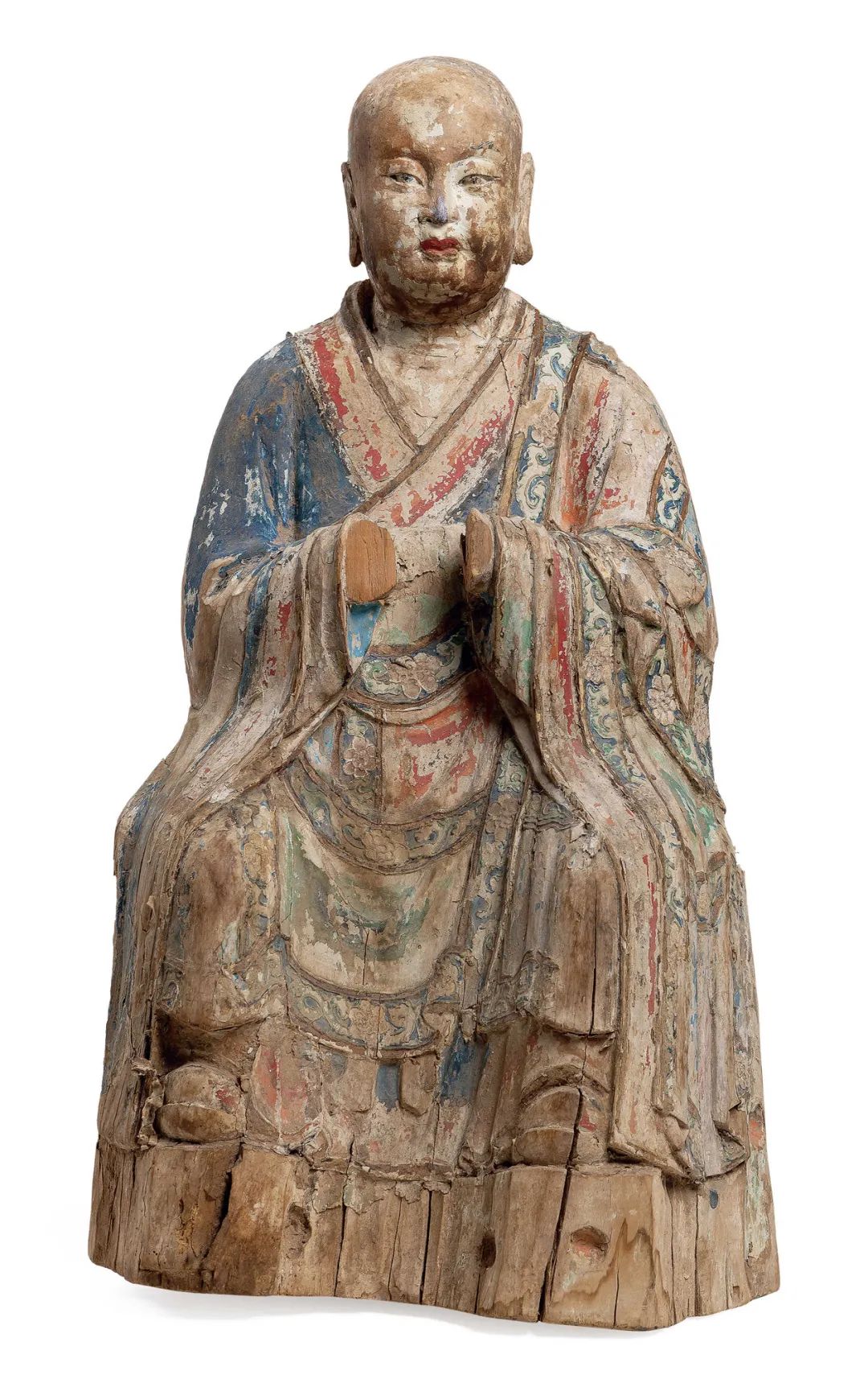 明代木雕彩绘罗汉坐像
