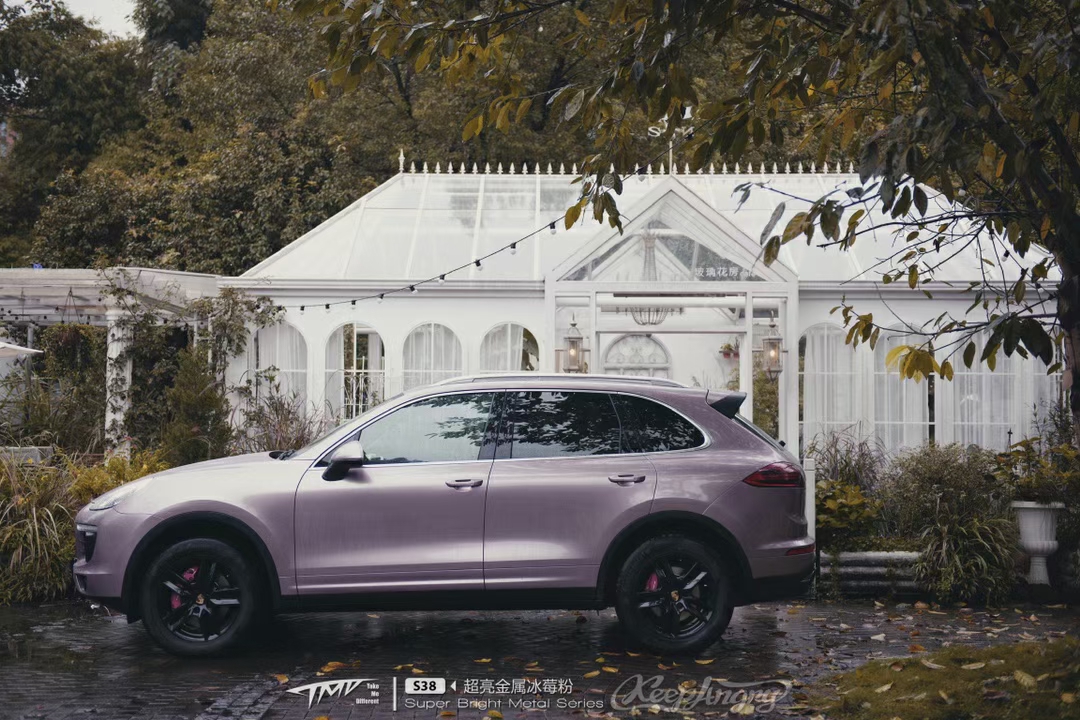 小姐姐喜欢的一款颜色,保时捷卡宴冰梅粉改色膜(tdm潮牌)