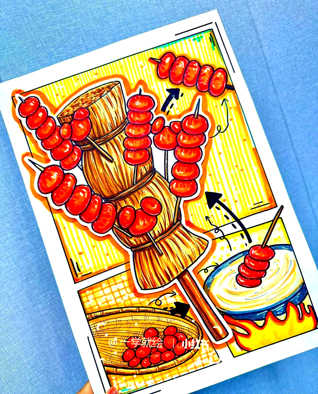 冰糖葫芦的多种画法,冬日艺术创作的首选!