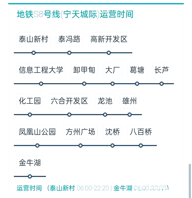 南京地铁s8号线是南京地铁系统中第五条开通的线路,也是首条全线位于