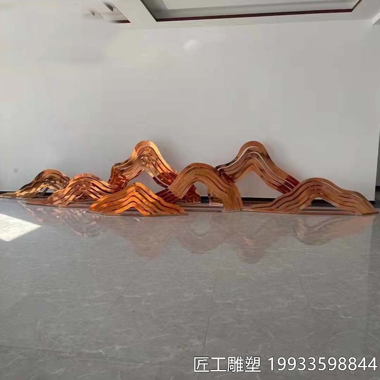 金色不锈钢假山雕塑 山水景观 户外雕塑