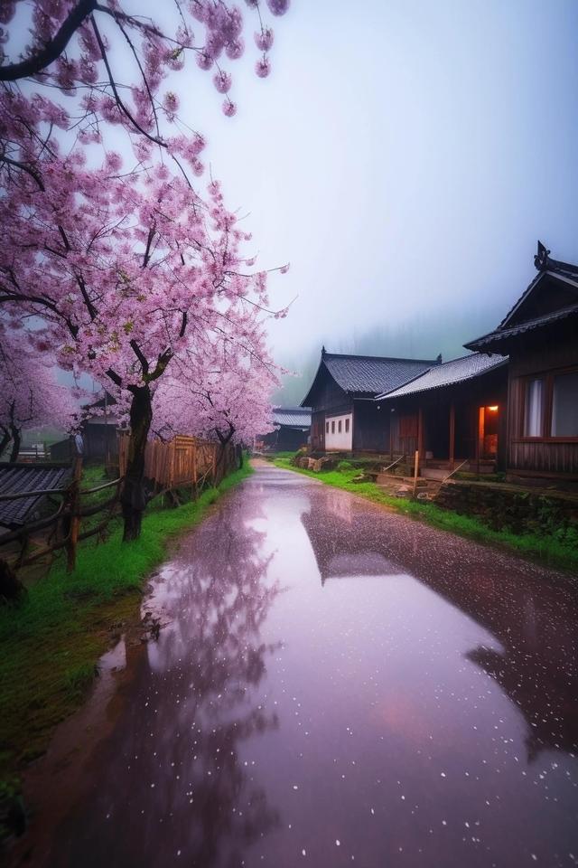 雨后乡村美景图片