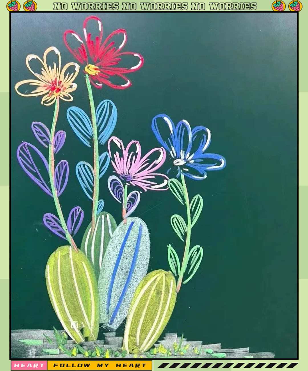 美术老师的独特才华:黑板粉笔画惊艳展现,值得一试!