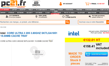 Intel入门酷睿Ultra 3 205现身零售商：8核8线程、要价近1300元