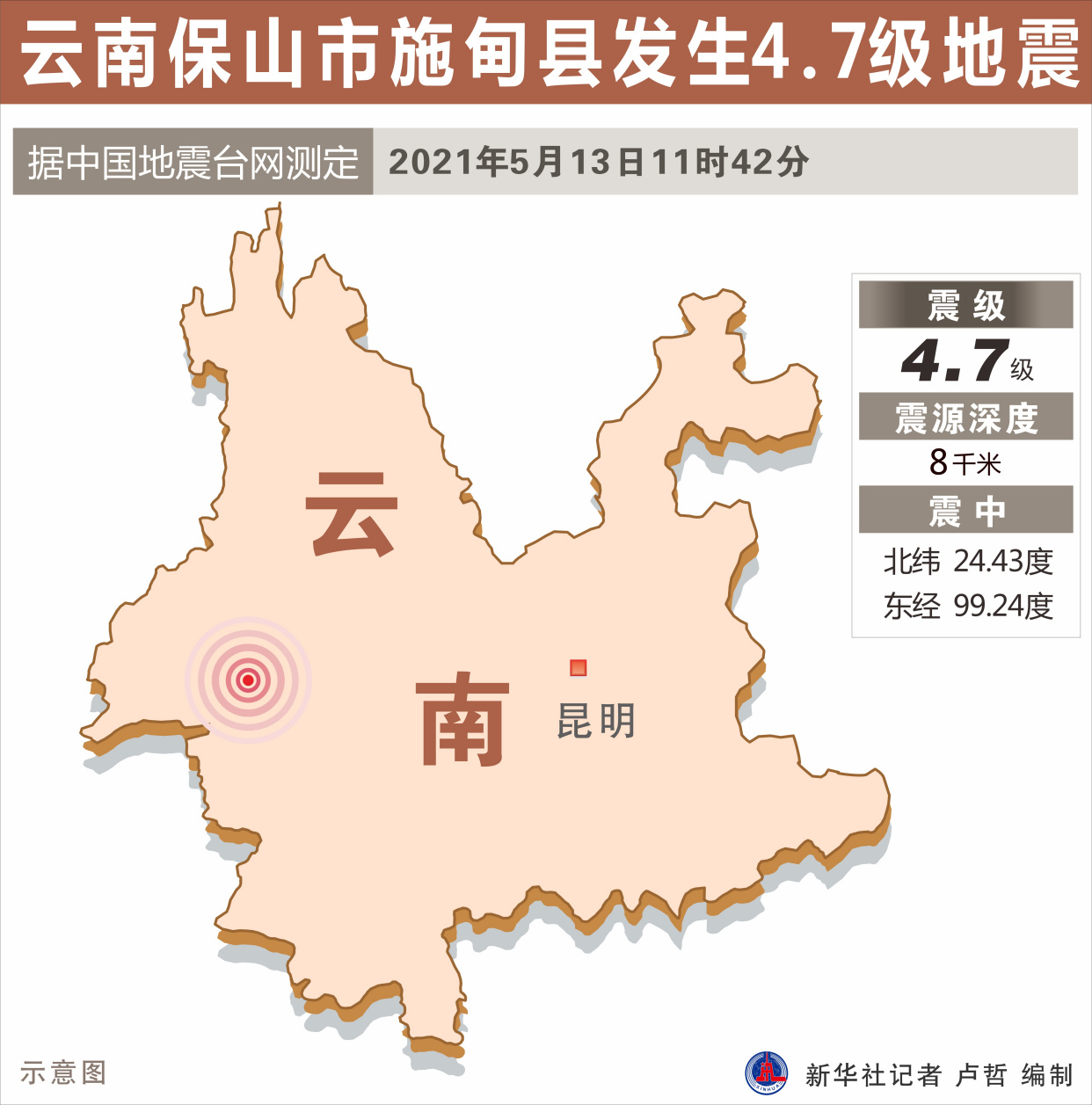 「地震」雲南保山市施甸縣發生4.7級地震