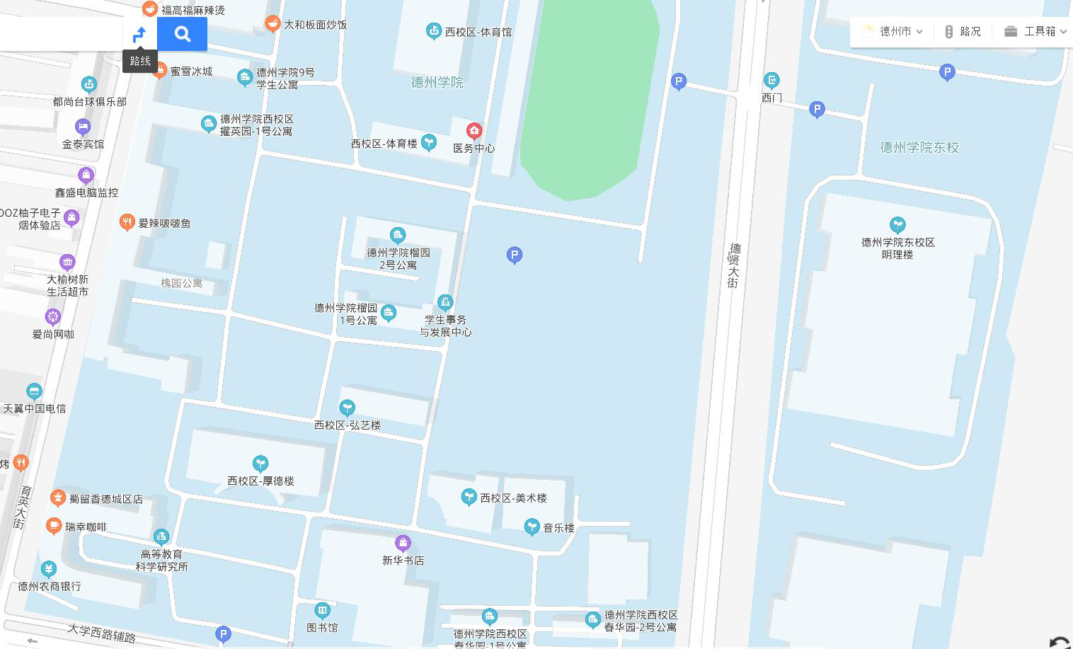 德州学院地图平面图图片