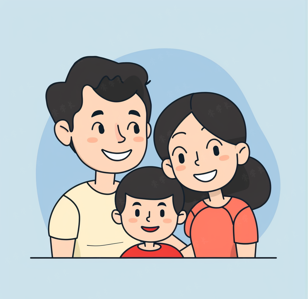 亲子头像|温馨的简笔画描绘一家三口的幸福时光