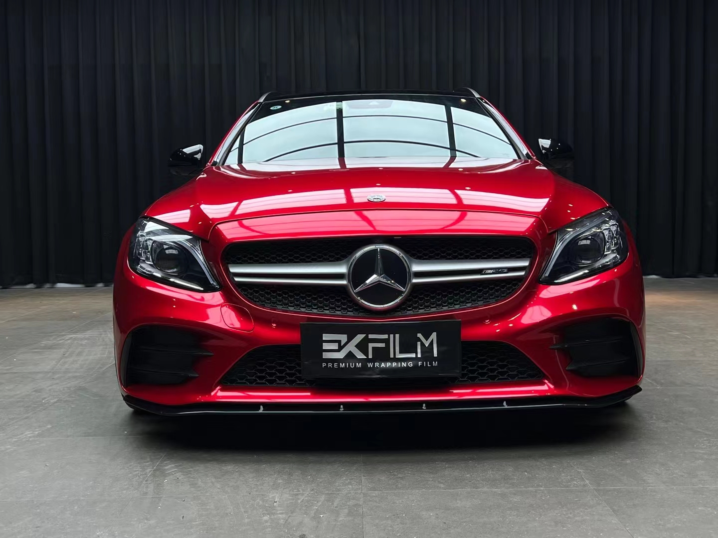 奔驰c43- ekfilm改色膜魂动红,惊艳之美99来之不易