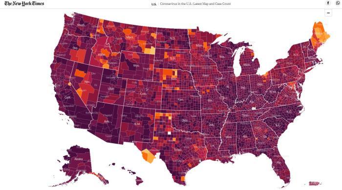 最新美国新冠疫情地图图片