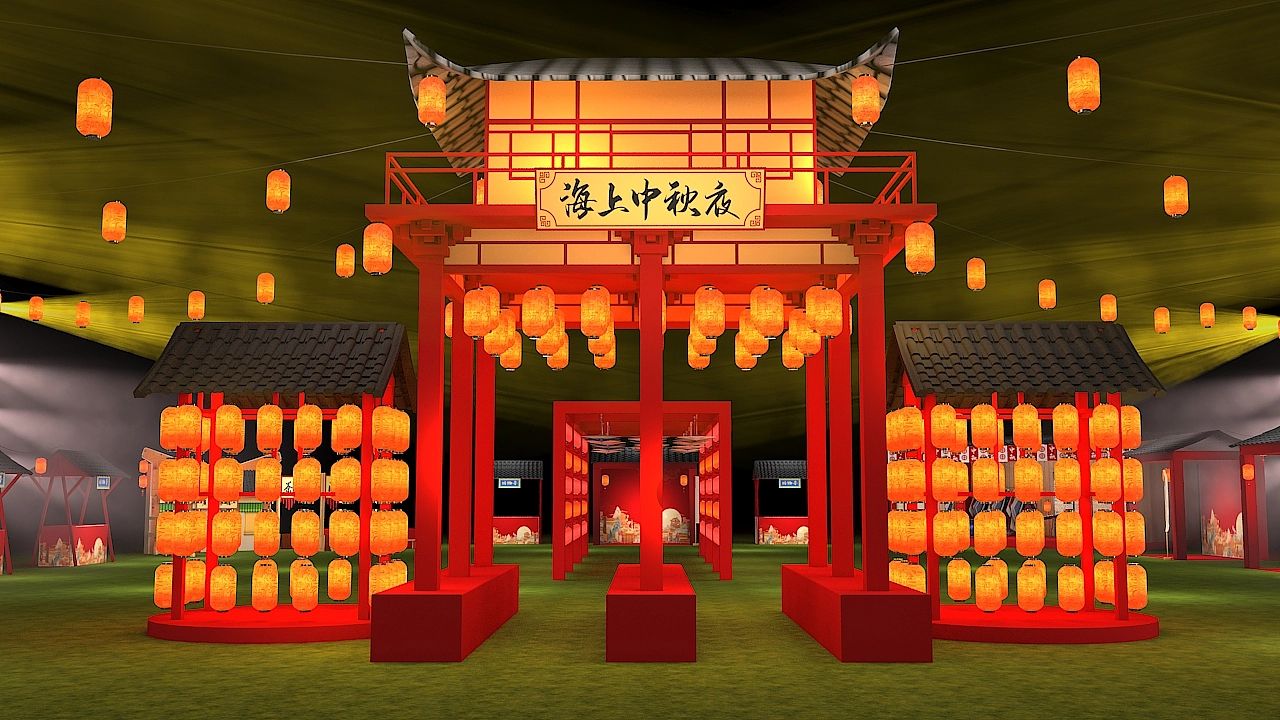 城市夜市景观亮化美陈装置