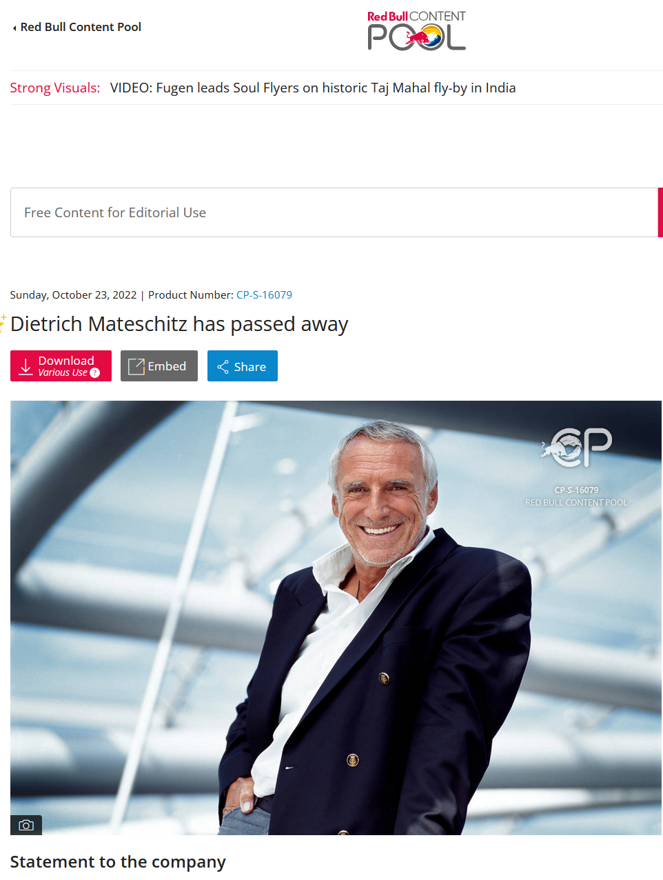 从能量饮料巨头到体育王者,78岁红牛创始人马特希茨因病去世