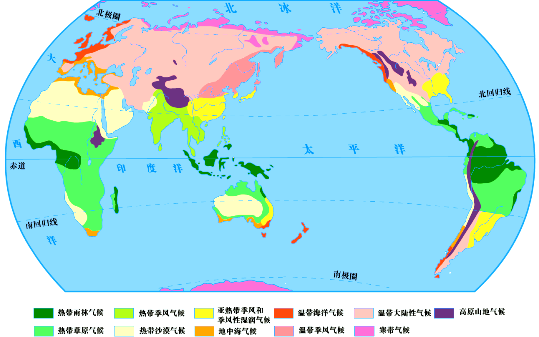 世界多种气候类型分布及特征概述