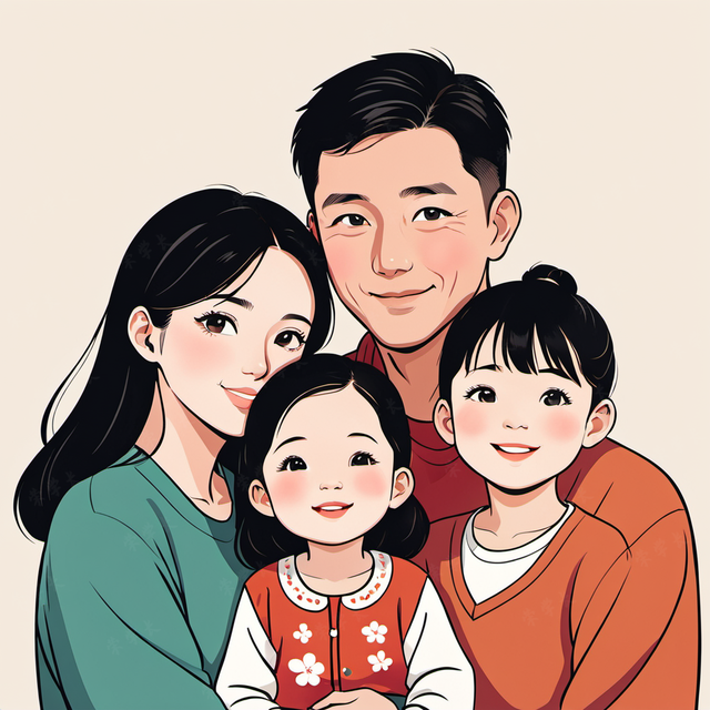 亲子头像|女双胞胎创意插画风格头像设计