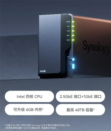 群晖DS225+正式发布：升级2.5G网口 最高40TB容量