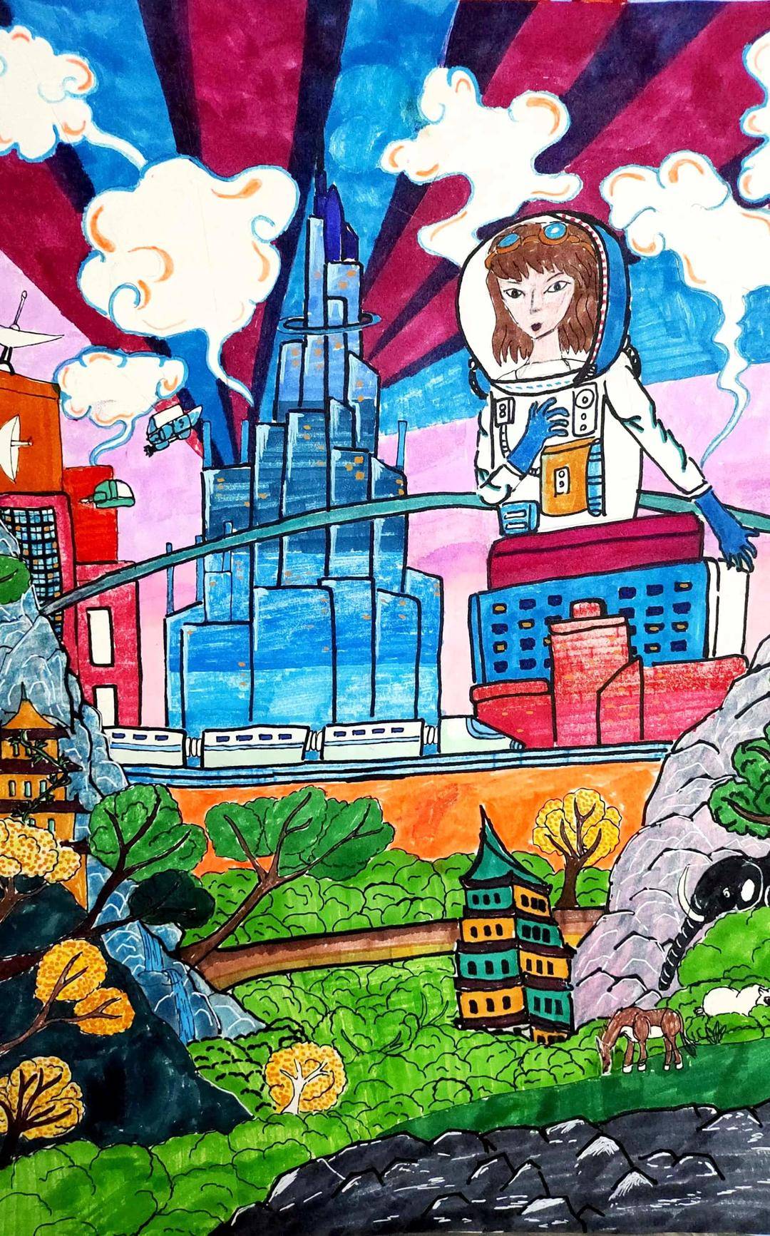 "共建美好家园"海峡两岸青少年书画交流展作品展示(4)