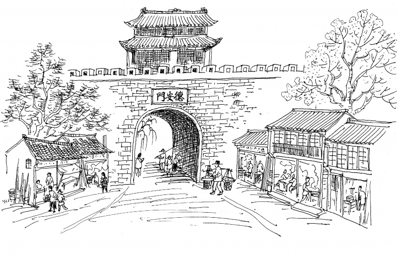 城门的画法图片