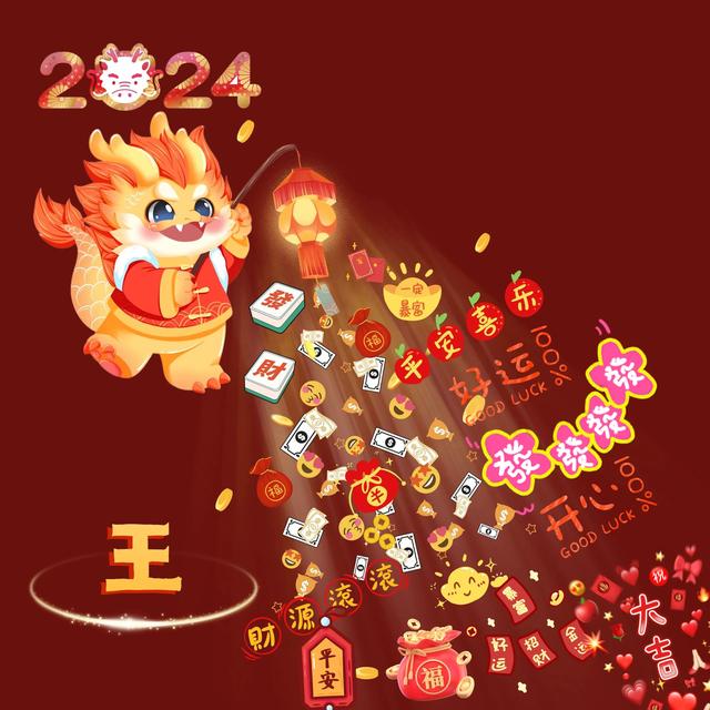 新年红色背景图姓氏头像