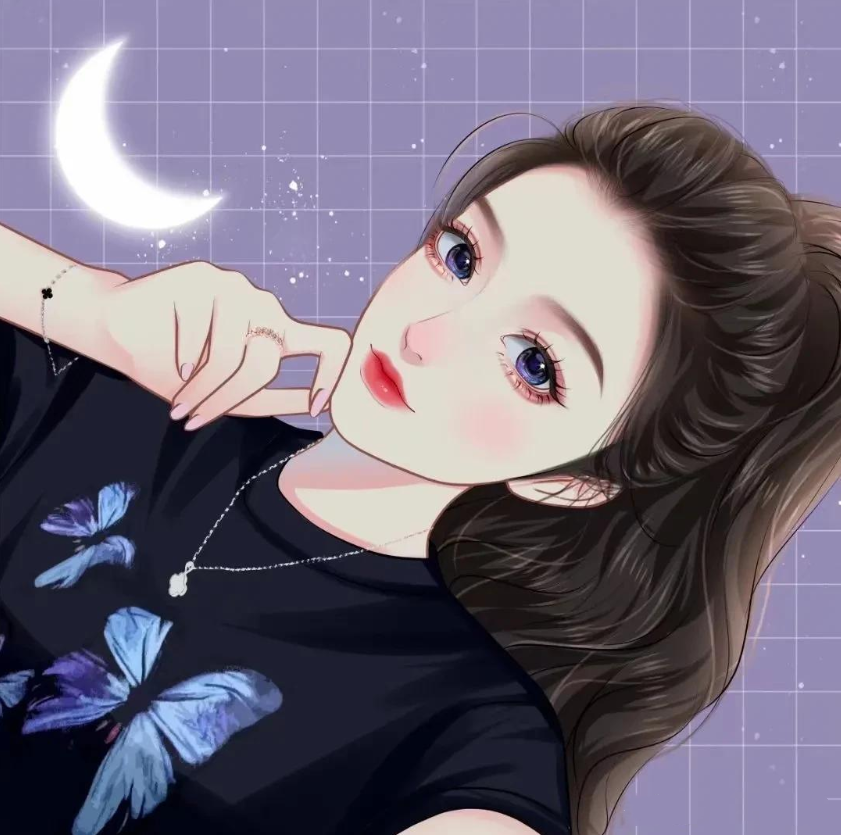 简单干净好看头像图片,梦幻冰紫色星空少女头像